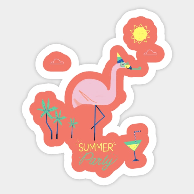 Cocktail Flamingo Sticker by BabyKarot